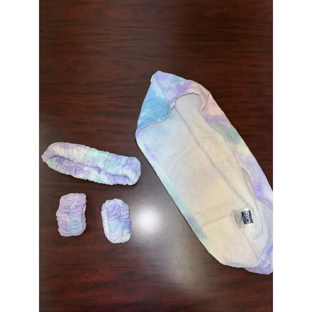 NWOT Big One Tie Dye Hair Towel, Spa Headband, and Arm Bands